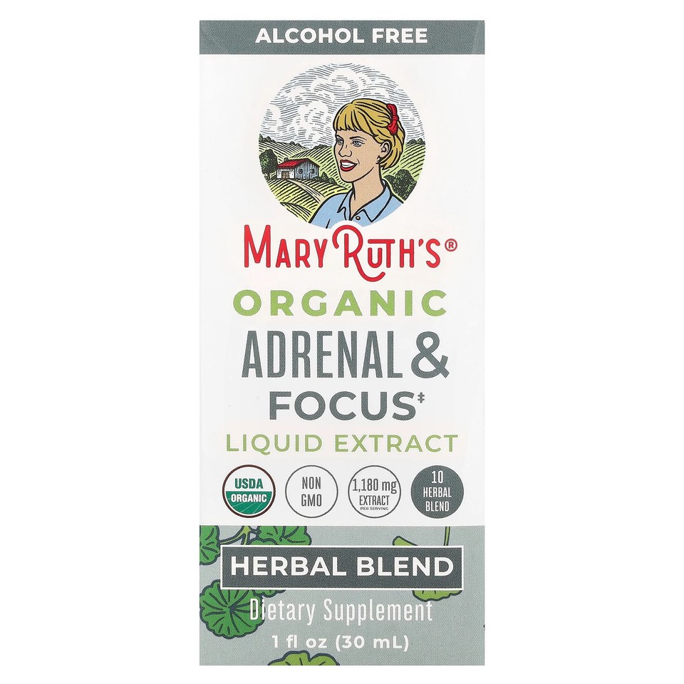 Organic, Adrenal & Focus Liquid Extract, Alcohol Free , 1 fl oz (30 ml)