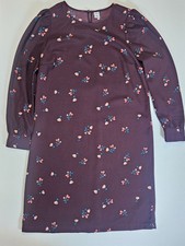Old Navy Shift Dress Womens XS Burgundy Long Sleeve Floral Back Keyhole