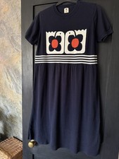 Orla Kiely Love Bird Navy Knitted 100% Cotton Dress S UK 10-14 Good Condition 