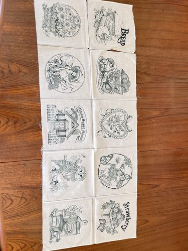 Vintage Cranston Print Works Picture Book Patches Fabric Baby Book Panel Green - Picture 2 of 8