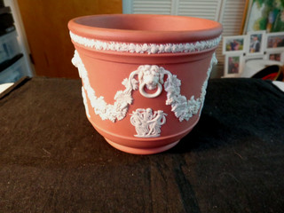 Wedgwood Terra Cotta Jasperware Planter Jardiniere Cache Pot 4 1/4" Lion Head