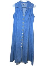 Vintage Coldwater Creek Denim Dress Women’s 8 Cotton Buttons Summer Vacation 90s
