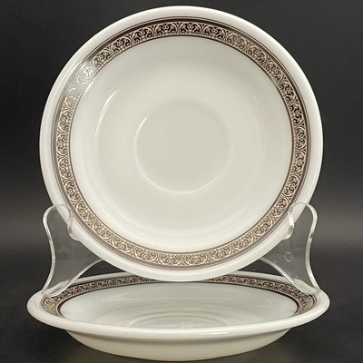 Pyrex Tableware by Corning Mocha 2 Piece 796 Cup Saucers c1960s Made in USA