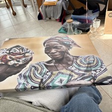Canvas Print Of African Women With Traditional Head Wrap.