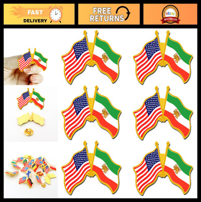 Bulk American Iran Persia Flag Lapel Pins - 6/12/50/100 Pcs, Lion Sun Crown Badg