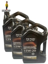 Lot of 3 Teton 5W-20 Synthetic Blend Advanced Motor Oil 5 Quarts Made in USA 52.17 per gallon