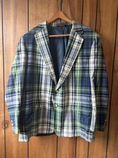 Brooks Brothers Mens Cotton Plaid Preppy Blazer Suit Jacket Vintage Nice Stylish