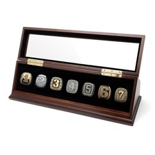 Championship Ring Display Case Big Ring Storage Box Espresso, 7 Slots 