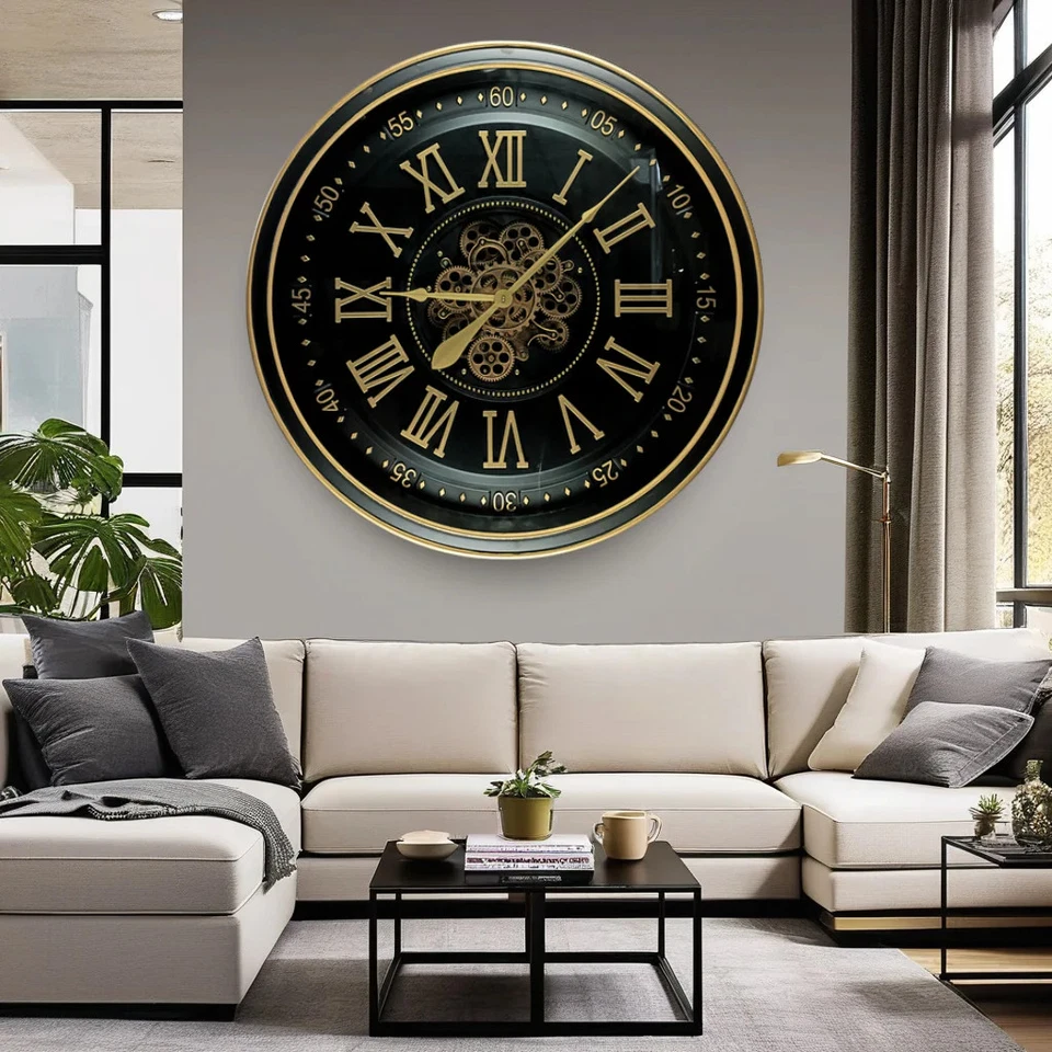 The Gears Reloj IRELAND LINE RELOJ DE PARED REDONDO 32 PULGADAS "GALWAY" NEGRO-ANTIGUO Foto 3 de 4