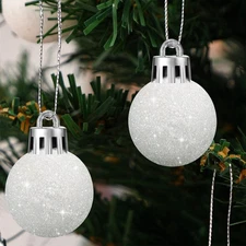 Glitter Christmas Balls Ornaments White Snowball Ornaments Set Mini Plastic X...