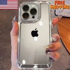 Shockproof Clear Silicone Case For iPhone 13 14 15 16 17 Pro Max Plus Back Cover