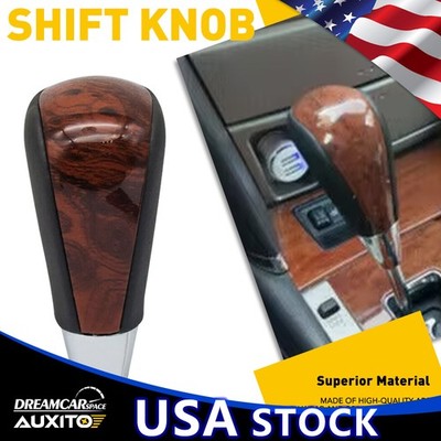 For Toyota Lexus Scion Black Wood Walnut Leather Gear Shifter Stick Knob Handle