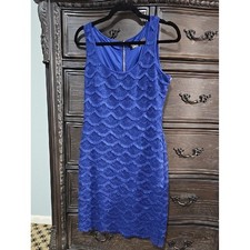 Guess Royal Blue Sleeveless Scalloped Lace Shift Dress