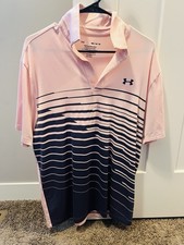 Under Armour Salmon Pink The Playoff Loose Golf Polo Dark Blue Men  s Medium