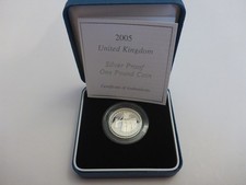 2005 Silver Proof One Pound £1 Coin Menai Straits Bridge