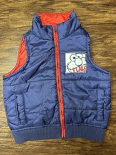 2000s Sesame Street Elmo Kids 2T-3T Puffer Vest Navy/Red Graphic Back Toddler