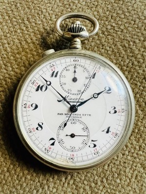 Antike Minerva Taschenuhr 51 mm mit Chronograph Kaliber 19/9 CH - um 1925