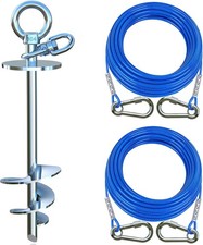 Dog Tie Out Cable and Stake for Yard,with 2x20FT Heavy Duty Cables,360 Swivel
