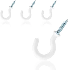 50Pcs 3/4-Inch Cup Hooks Ceiling Hooks, Plastic-Covered Metal Screw-In Hooks