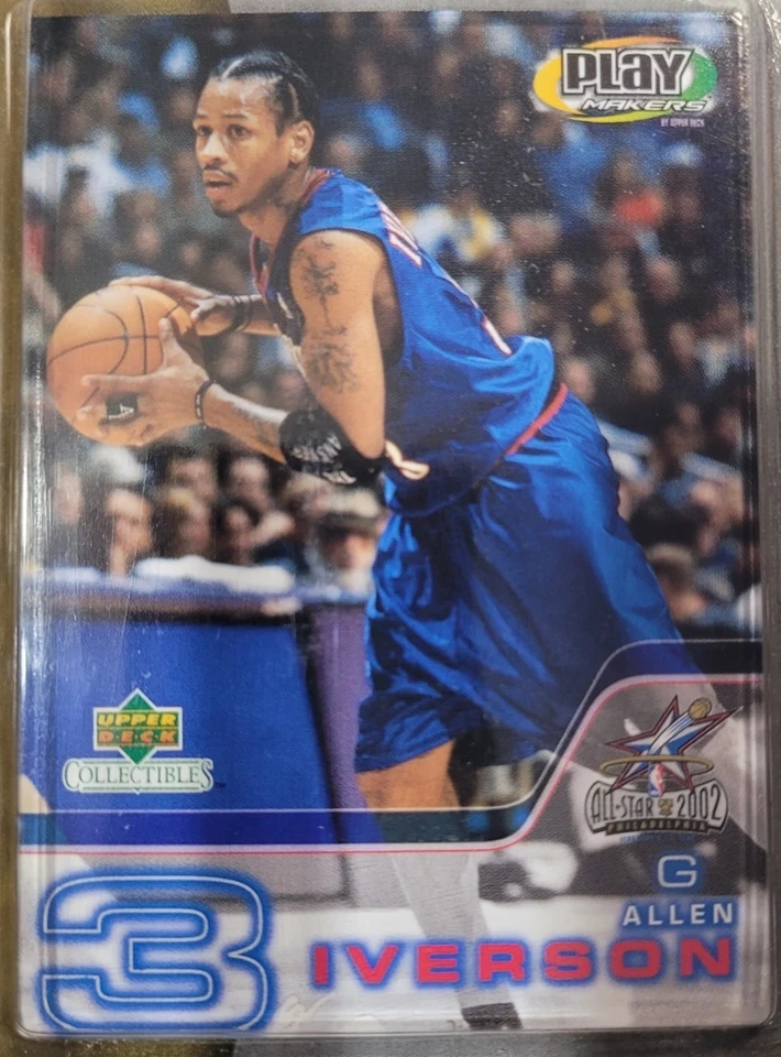 Allen Iverson Bobblehead 2002 edición especial All-Star con tarjeta UD SELLADA Sixers Foto 4 de 4