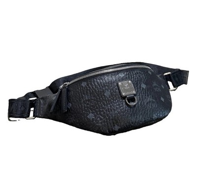 MCM Black Leather Monogram Belt Bag