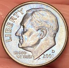 2001-D Roosevelt Dime Beautiful Lustrous Blue Toned Coin   #29