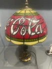Vintage Coca Cola Tiffany Style PLASTIC Stained Glass Style Shade Lamp 15” Coke
