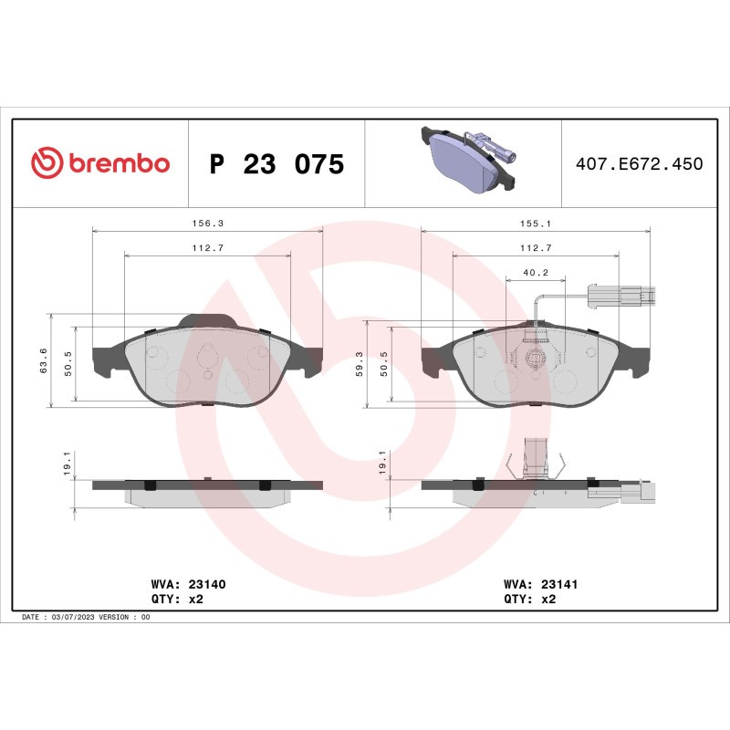 Für BREMBO KLOCKI SZCZEKI CYLINDERKI P 23 075 BRAKE PADS ALFA ROMEO 156 - Bild 2