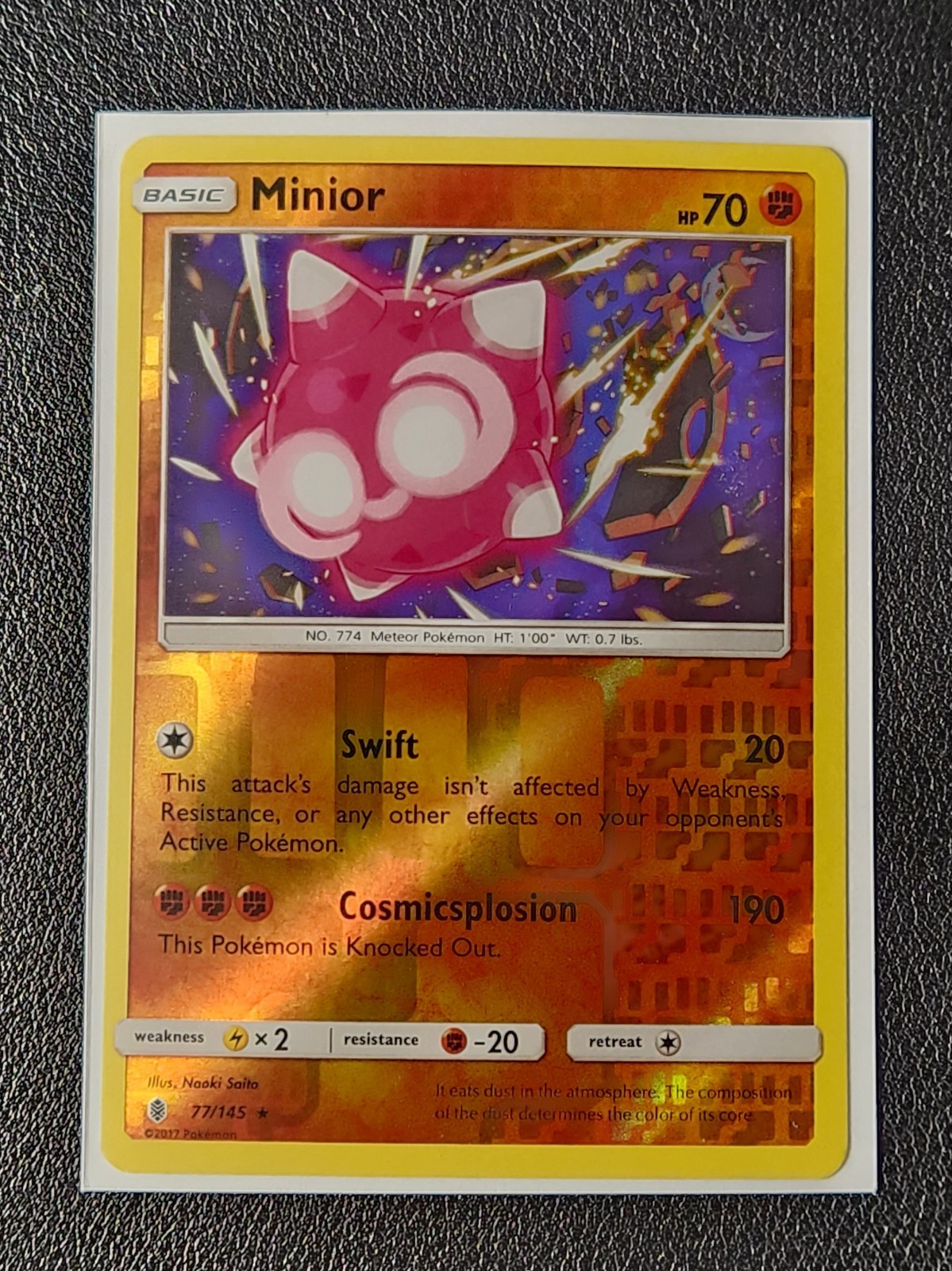 reverse holo Minior 77/145  Pokemon card SM Guardians Rising rare NM