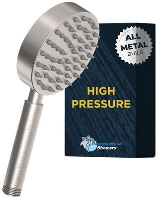#ad HammerHead Showers® Solid Metal Hand Held Shower Head 2.5 GPM Brushed Nickel $64.11