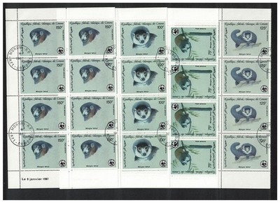 Mongoose Lemur 4v Blocks of 8 Comoro Is. 1987 CTO SG#613-616 MI#792-795