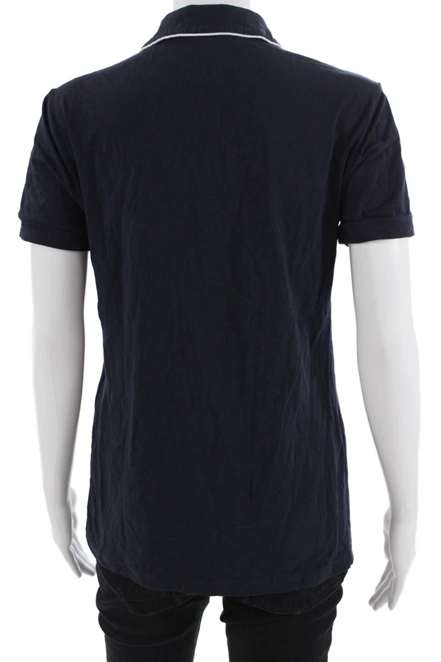 Love Moschino Women Dark Blue Cotton Collared Short Sleeve Polo Size 10 - Image 3 of 4