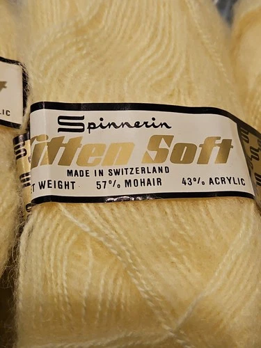 16 Skeins*** Spinnerin Kitten Soft Vintage Yarn 57% Mohair 43% Acrylic  Yellow  image 2