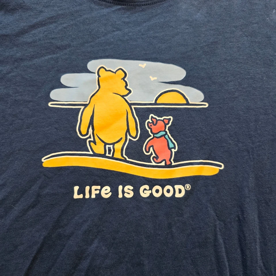 Top Life Is Good para mujer talla grande azul Winne The Pooh Piglet cuello redondo informal Foto 3 de 4