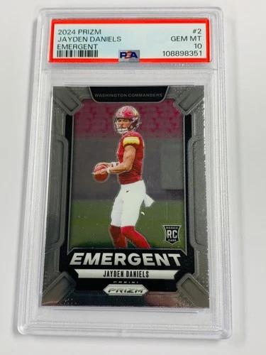 2024 PRIZM JAYDEN DANIELS EMERGENT ROOKIE #2 PSA 10 GEM MINT COMMANDERS