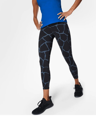 Sweaty Betty Zero Gravity High Waist 7/8 Tight Blue Animal Fragment Size US 0-2