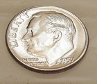 1957 D Rosy Choice/ Gem BU Dime  90% Silver  Blazing Original Luster # 517