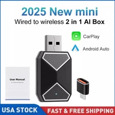 Wireless Carplay Android Auto Adapter 2 in 1 Mini Box Plug&Play Wireless Dongle