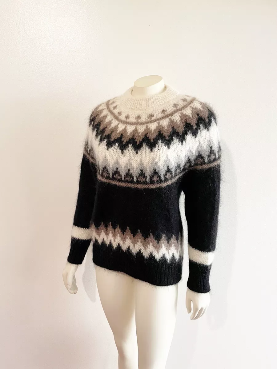 Batoner Mohair Nordic Crew in Black Apres Ski Mohair Wool Alpaca