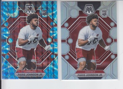 2 - 2023 Mosaic PARIS JOHNSON JR RC Blue Reactive + Silver Prizm Cardinals #354