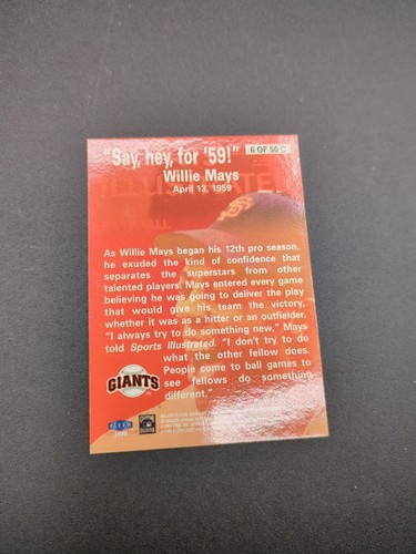 1999 Fleer Sports Illustrated Covers #6 Willie Mays San Francisco Giants HOF - Picture 2 of 2