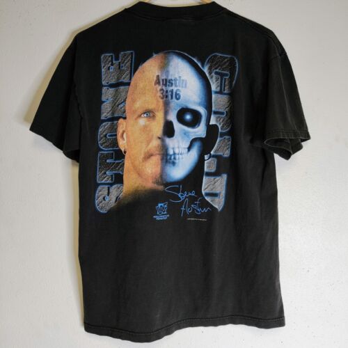 VTG 90s WWF Stone Cold Steve Austin Other Side Jackass 1997 Large Double Sided - Picture 2 of 8