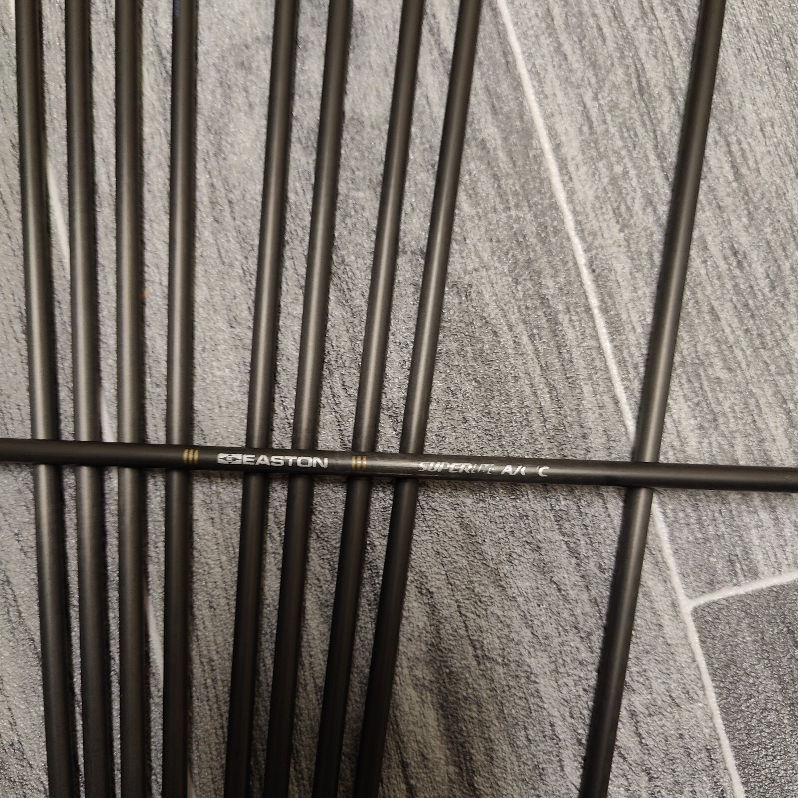 Set of 9 Easton ACC arrows 3L04/750 26 7/8 inch nock groove to end of