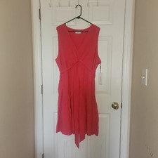 NWT Calvin Klein Dress A-Line Flare Midi 24W Sleeveless Twist Belt Pink Plussize