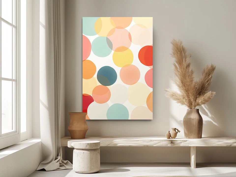 My Colorful Life in Circle Arte Abstracto Único Lienzo Impresión Arte Abstracto con Pa Foto 2 de 4