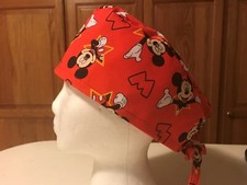 Scrub Hat Medical Nursing Chemo MM Cotton Fabric Red
