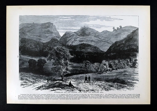 Leslie Civil War Print Cumberland Gap & Heights Tennessee from Kentucky Side KY