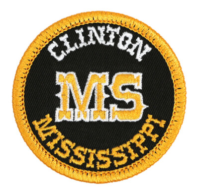 Clinton Mississippi Embroidered Patch Olive/Yellow Gold Iron-On Sew-On Hat Bag