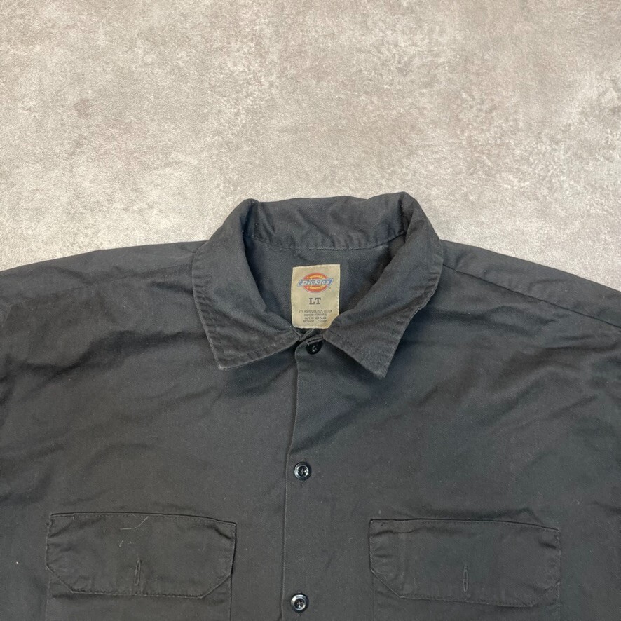 Dickies Shirt Mens Y2K Long Sleeve Button Up Workwear Top, Black, Large image 8