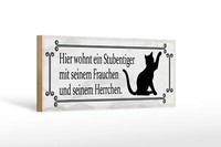 Holzschild Spruch 27X10 Cm Katze Hier Wohnt Ein Stubentiger Schild Wooden Sign